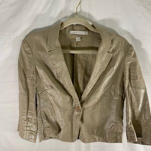 Express Linen Cropped Gold Blazer Jacket Women’s 8
